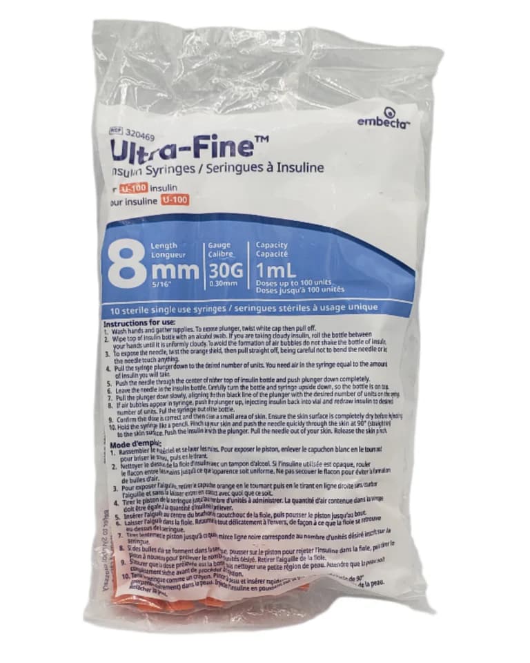 1ml U-100 Syringe with Needle (Pack of 10) 31G 1cc 5/16-Inch (8mm) research peptide vial